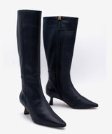 GEORGIA - Bota alta de tacón bajo con puntera fina de piel lisa - Zapatos azul oscuro - Zapatos de mujer Ángel Alarcón - Women Shoes 2026