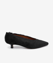 MARGO - Zapato de salón de tacón bajo fabricado en pelo negro - Zapatos Negros - Zapatos de mujer Ángel Alarcón - Women Shoes 2026