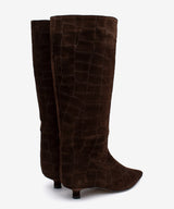 ELSA - Bota alta de tacón bajo con caña alta de serraje print croco - Zapatos m. oscuro - Zapatos de mujer Ángel Alarcón - Women Shoes 2026