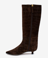 ELSA - Bota alta de tacón bajo con caña alta de serraje print croco - Zapatos m. oscuro - Zapatos de mujer Ángel Alarcón - Women Shoes 2026