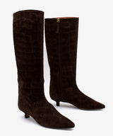 ELSA - Bota alta de tacón bajo con caña alta de serraje print croco - Zapatos m. oscuro - Zapatos de mujer Ángel Alarcón - Women Shoes 2026