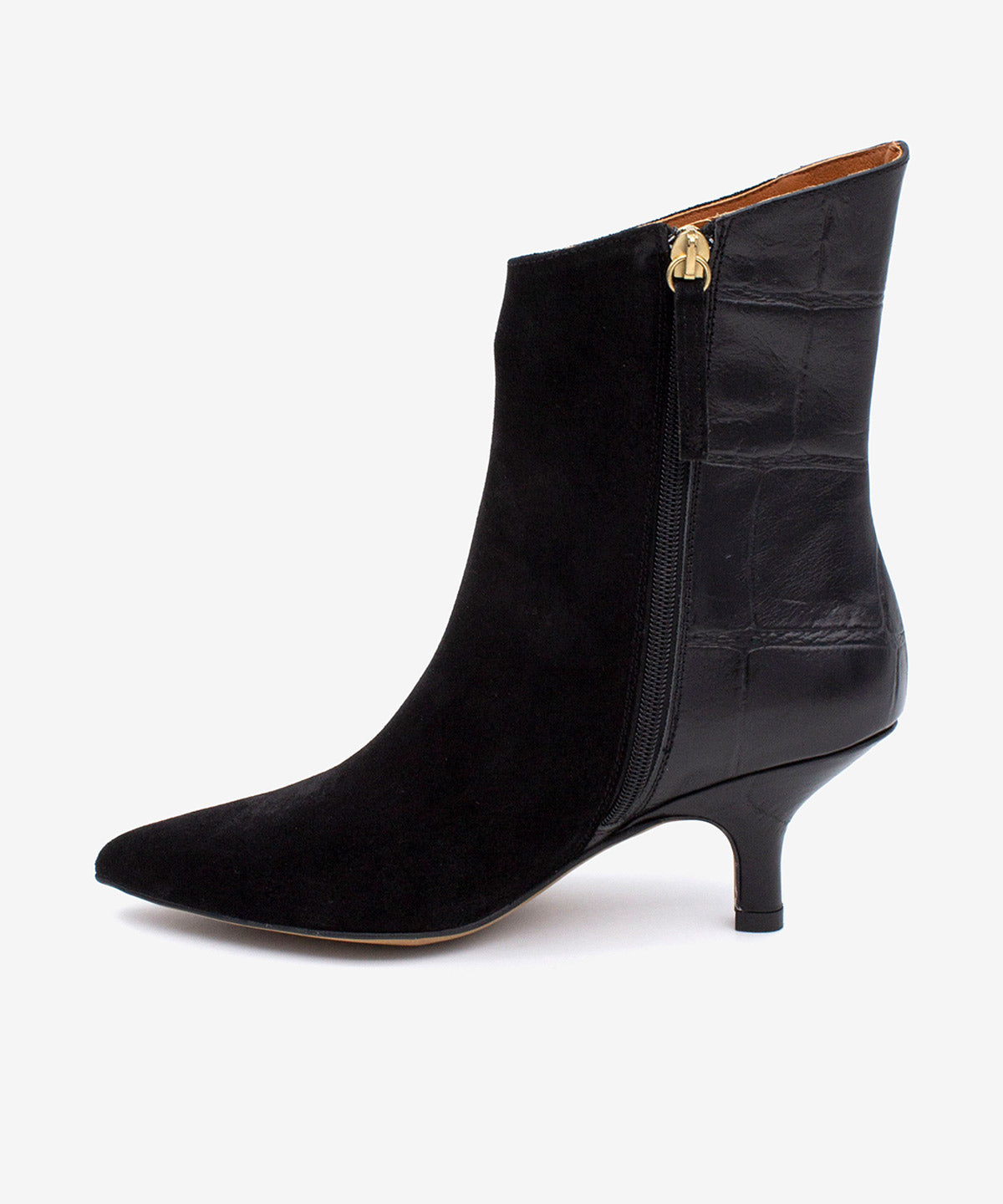 CHANTEL - Botín de mujer elegante con tacón de serraje y print cocodrilo - Zapatos Negros - Zapatos de mujer Ángel Alarcón - Women Shoes 2026