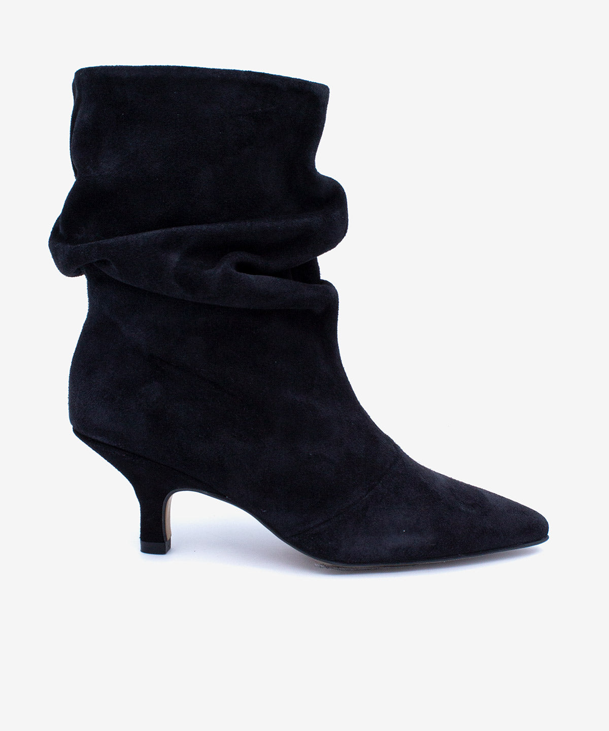 LISETTE - Botín de tacón fino con caña arrugada de serraje - Zapatos azul oscuro - Zapatos de mujer Ángel Alarcón - Women Shoes 2026