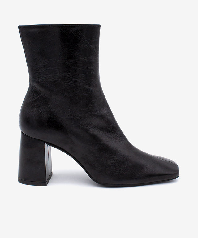DRIMIA - Botín de mujer cómodo con tacón ancho de piel texturizada - Zapatos Negros - Zapatos de mujer Ángel Alarcón - Women Shoes 2026