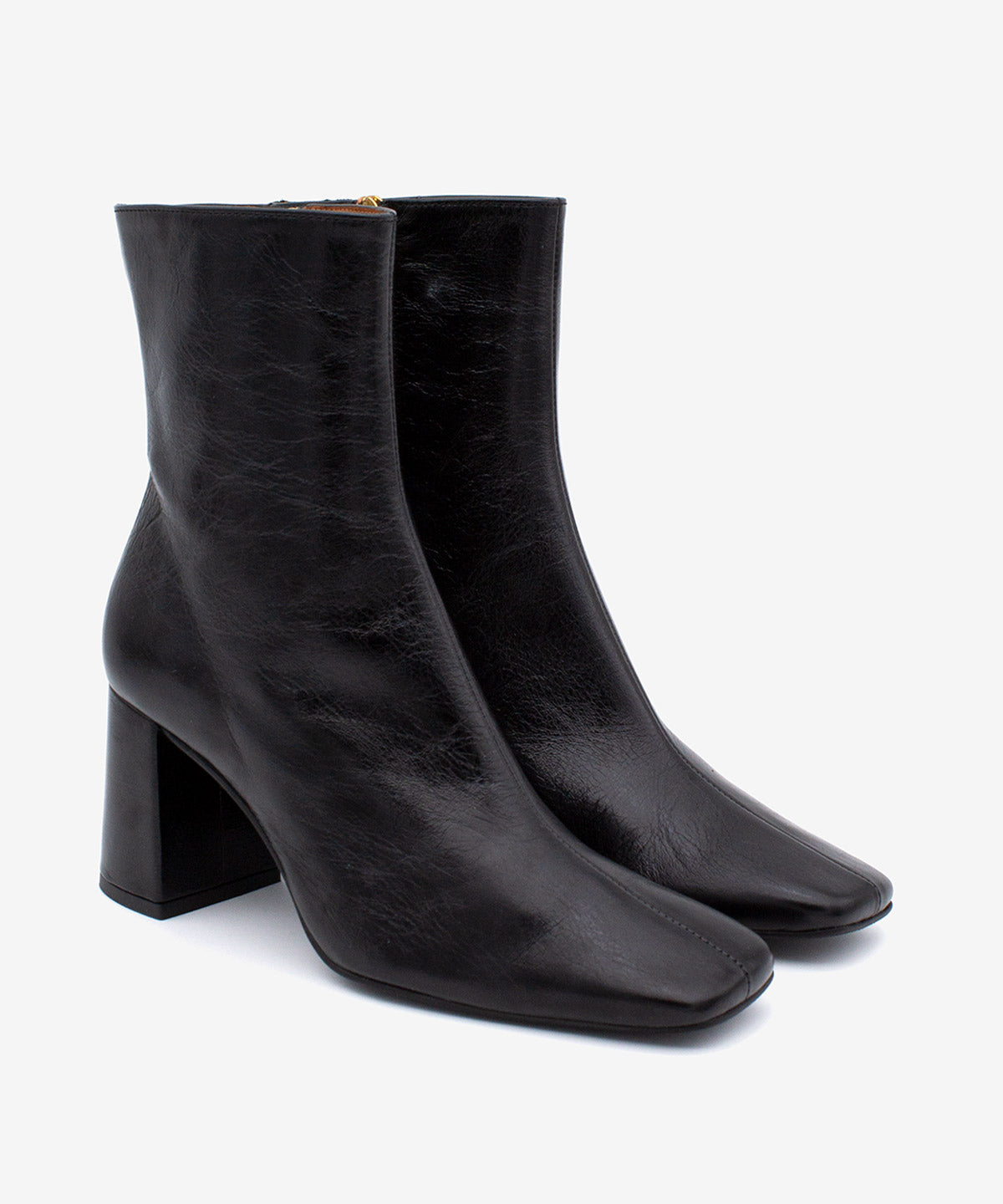 DRIMIA - Botín de mujer cómodo con tacón ancho de piel texturizada - Zapatos Negros - Zapatos de mujer Ángel Alarcón - Women Shoes 2026