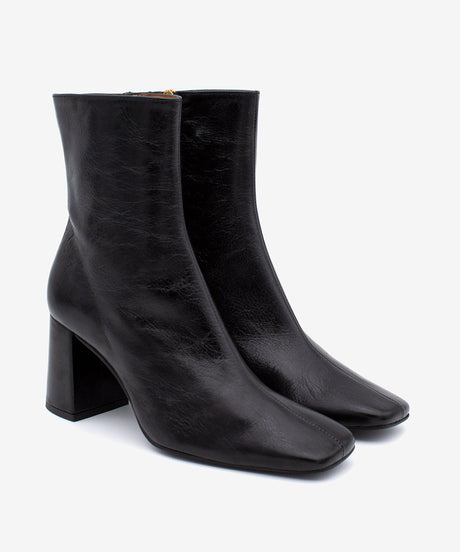 DRIMIA - Botín de mujer cómodo con tacón ancho de piel texturizada - Zapatos Negros - Zapatos de mujer Ángel Alarcón - Women Shoes 2026