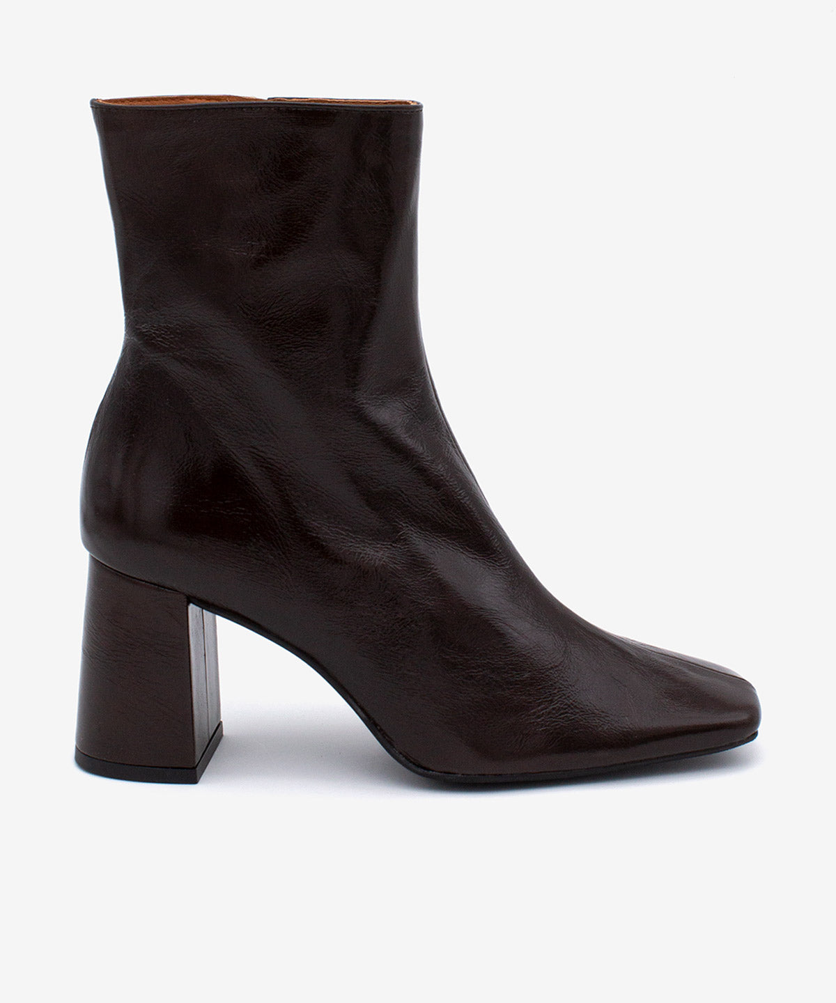 DRIMIA - Botín de mujer con tacón cómodo ancho de piel brillante texturizada - Zapatos m. oscuro - Zapatos de mujer Ángel Alarcón - Women Shoes 2026