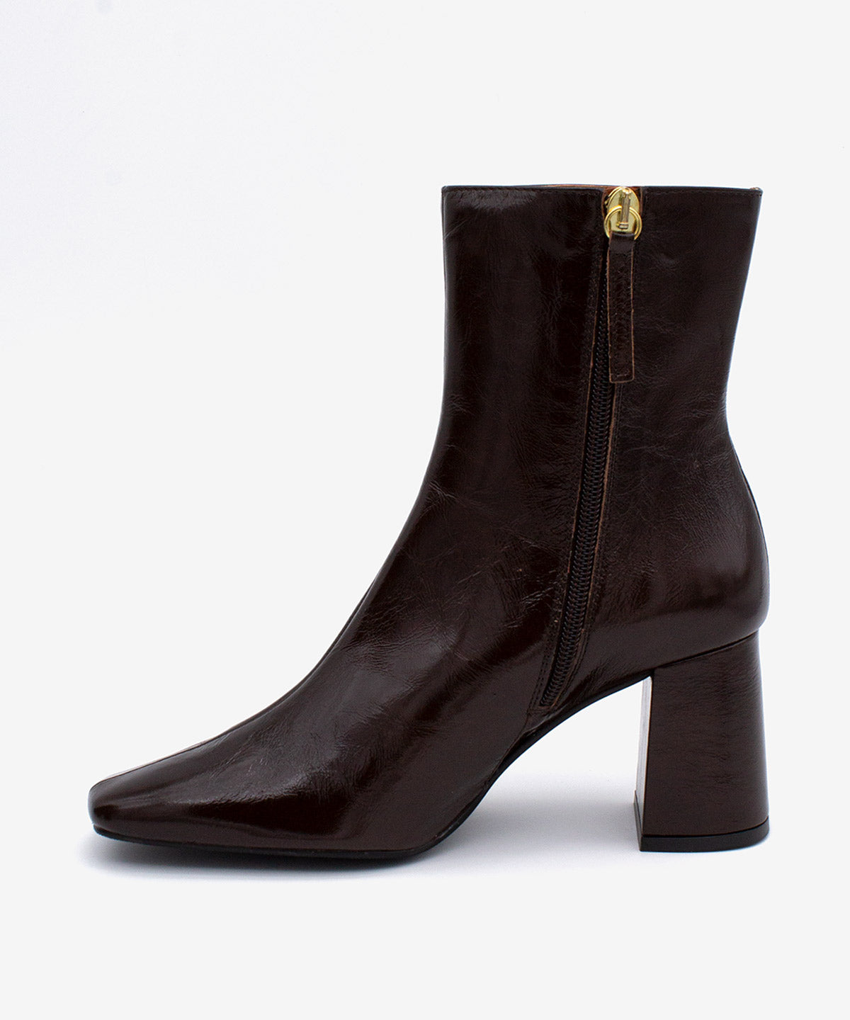 DRIMIA - Botín de mujer con tacón cómodo ancho de piel brillante texturizada - Zapatos m. oscuro - Zapatos de mujer Ángel Alarcón - Women Shoes 2026