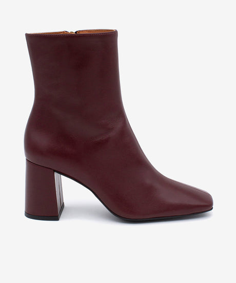 DRIMIA - Botín de tacón alto y ancho de piel lisa - Zapatos burdeos - Zapatos de mujer Ángel Alarcón - Women Shoes 2026