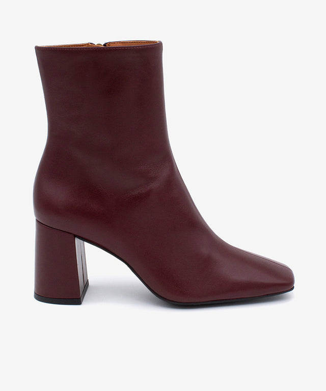 DRIMIA - Botín de tacón alto y ancho de piel lisa - Zapatos burdeos - Zapatos de mujer Ángel Alarcón - Women Shoes 2026