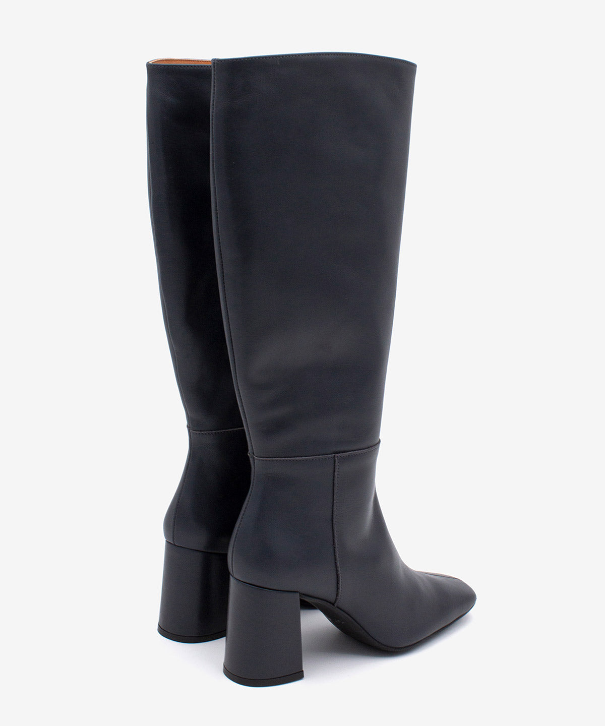 DORANA - Bota alta cómoda de tacón ancho con puntera cuadrada de piel - Zapatos grises - Zapatos de mujer Ángel Alarcón - Women Shoes 2026