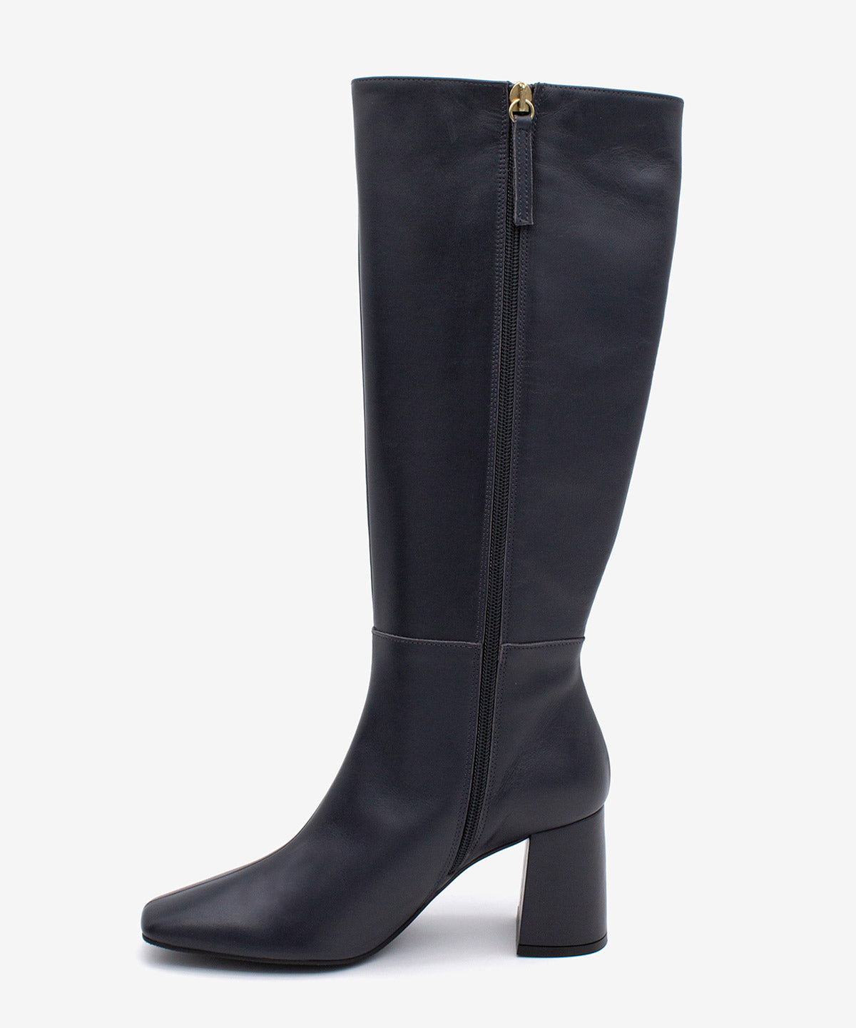 DORANA - Bota alta cómoda de tacón ancho con puntera cuadrada de piel - Zapatos grises - Zapatos de mujer Ángel Alarcón - Women Shoes 2026