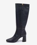 DORANA - Bota alta cómoda de tacón ancho con puntera cuadrada de piel - Zapatos grises - Zapatos de mujer Ángel Alarcón - Women Shoes 2026