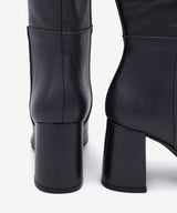 DORANA - Bota alta cómoda de tacón ancho con puntera cuadrada de piel - Zapatos grises - Zapatos de mujer Ángel Alarcón - Women Shoes 2026