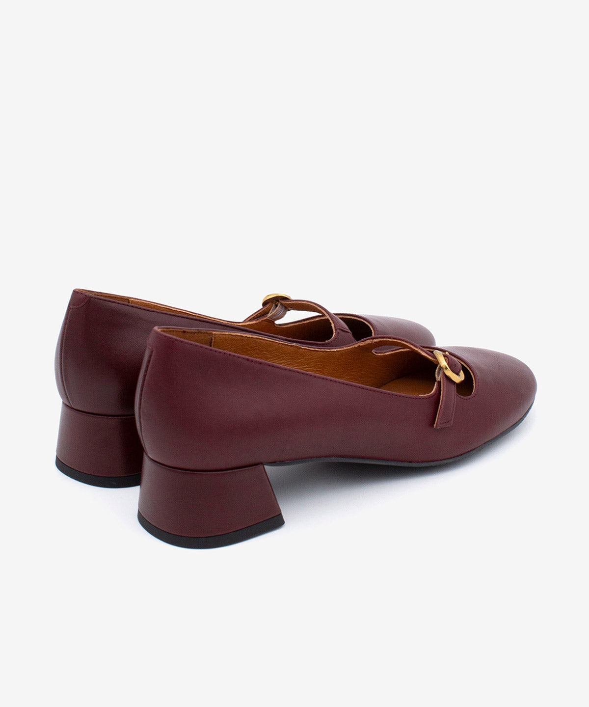 DANIKA - Mercedita de mujer de tacón bajo con hebilla dorada de piel lisa - Zapatos burdeos - Zapatos de mujer Ángel Alarcón - Women Shoes 2026