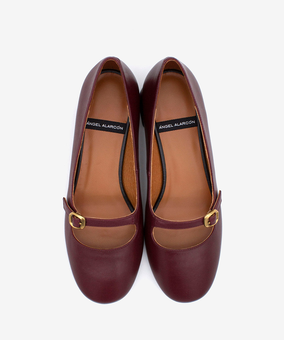 DANIKA - Mercedita de mujer de tacón bajo con hebilla dorada de piel lisa - Zapatos burdeos - Zapatos de mujer Ángel Alarcón - Women Shoes 2026