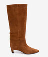 GAELLE - Bota gaucha moderna de tacón bajo de serraje - Zapatos color cuero - Zapatos de mujer Ángel Alarcón - Women Shoes 2026