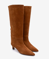 GAELLE - Bota gaucha moderna de tacón bajo de serraje - Zapatos color cuero - Zapatos de mujer Ángel Alarcón - Women Shoes 2026