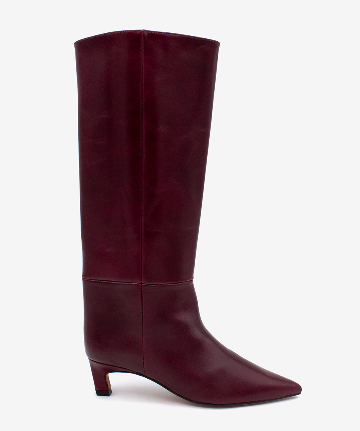 GAELLE - Botte haute à tige large en cuir lisse semi-brillant