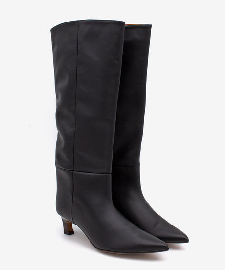 GAELLE - Bota gaucha de piel lisa con tacón de madera - Zapatos Negros - Zapatos de mujer Ángel Alarcón - Women Shoes 2026