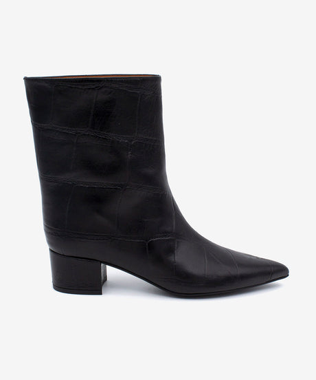 ALANA - Botín de mujer de caña ancha de piel print croco - Zapatos Negros - Zapatos de mujer Ángel Alarcón - Women Shoes 2026