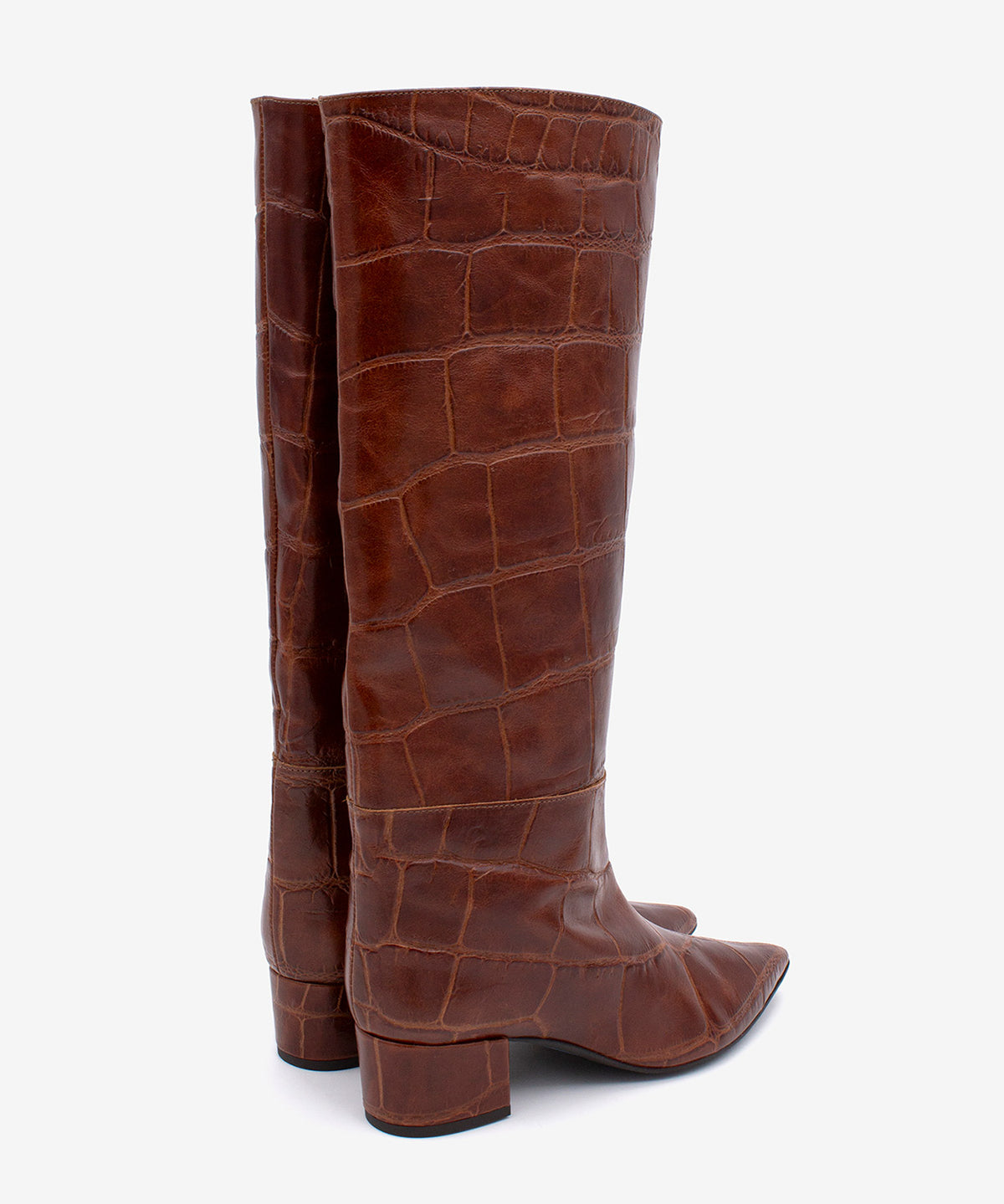 JOVANNA - Bota gaucha de tacón ancho de piel print croco - Zapatos marrones - Zapatos de mujer Ángel Alarcón - Women Shoes 2026