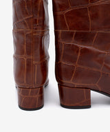 JOVANNA - Bota gaucha de tacón ancho de piel print croco - Zapatos marrones - Zapatos de mujer Ángel Alarcón - Women Shoes 2026