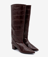 JOVANNA - Bota gaucha de tacón ancho de piel print croco - Zapatos marrones - Zapatos de mujer Ángel Alarcón - Women Shoes 2026