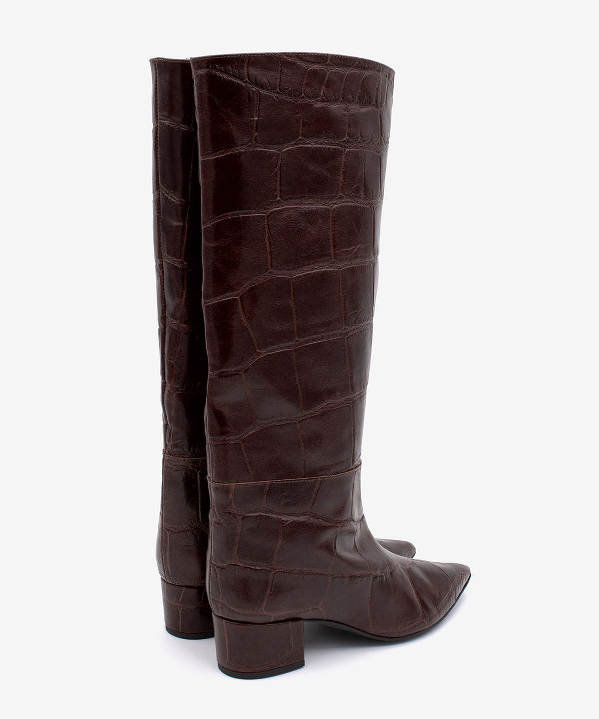 JOVANNA - Bota gaucha de tacón ancho de piel print croco - Zapatos marrones - Zapatos de mujer Ángel Alarcón - Women Shoes 2026