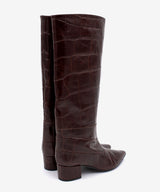 JOVANNA - Bota gaucha de tacón ancho de piel print croco - Zapatos marrones - Zapatos de mujer Ángel Alarcón - Women Shoes 2026