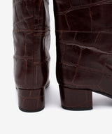 JOVANNA - Bota gaucha de tacón ancho de piel print croco - Zapatos marrones - Zapatos de mujer Ángel Alarcón - Women Shoes 2026