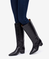 JOVANNA - Bota gaucha de tacón ancho de piel lisa semibrillante - Zapatos Negros - Zapatos de mujer Ángel Alarcón - Women Shoes 2026