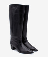 JOVANNA - Bota gaucha de tacón ancho de piel lisa semibrillante - Zapatos Negros - Zapatos de mujer Ángel Alarcón - Women Shoes 2026