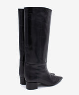 JOVANNA - Bota gaucha de tacón ancho de piel lisa semibrillante - Zapatos Negros - Zapatos de mujer Ángel Alarcón - Women Shoes 2026