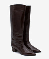 JOVANNA - Bota gaucha de piel brillante y tacón ancho de piel brillante texturizada - Zapatos m. oscuro - Zapatos de mujer Ángel Alarcón - Women Shoes 2026