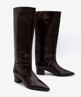 JOVANNA - Bota gaucha de piel brillante y tacón ancho de piel brillante texturizada - Zapatos m. oscuro - Zapatos de mujer Ángel Alarcón - Women Shoes 2026
