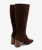 TRITAS - Bota alta de serraje con tacón ancho efecto madera - Zapatos m. oscuro - Zapatos de mujer Ángel Alarcón - Women Shoes 2026