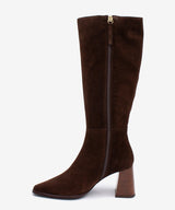 TRITAS - Bota alta de serraje con tacón ancho efecto madera - Zapatos m. oscuro - Zapatos de mujer Ángel Alarcón - Women Shoes 2026