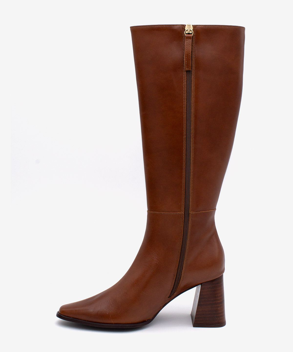 TRITAS - Bota alta de piel lisa semibrillante con tacón efecto madera - SIENA (C.Vazquez) - Zapatos de mujer Ángel Alarcón - Women Shoes 2026