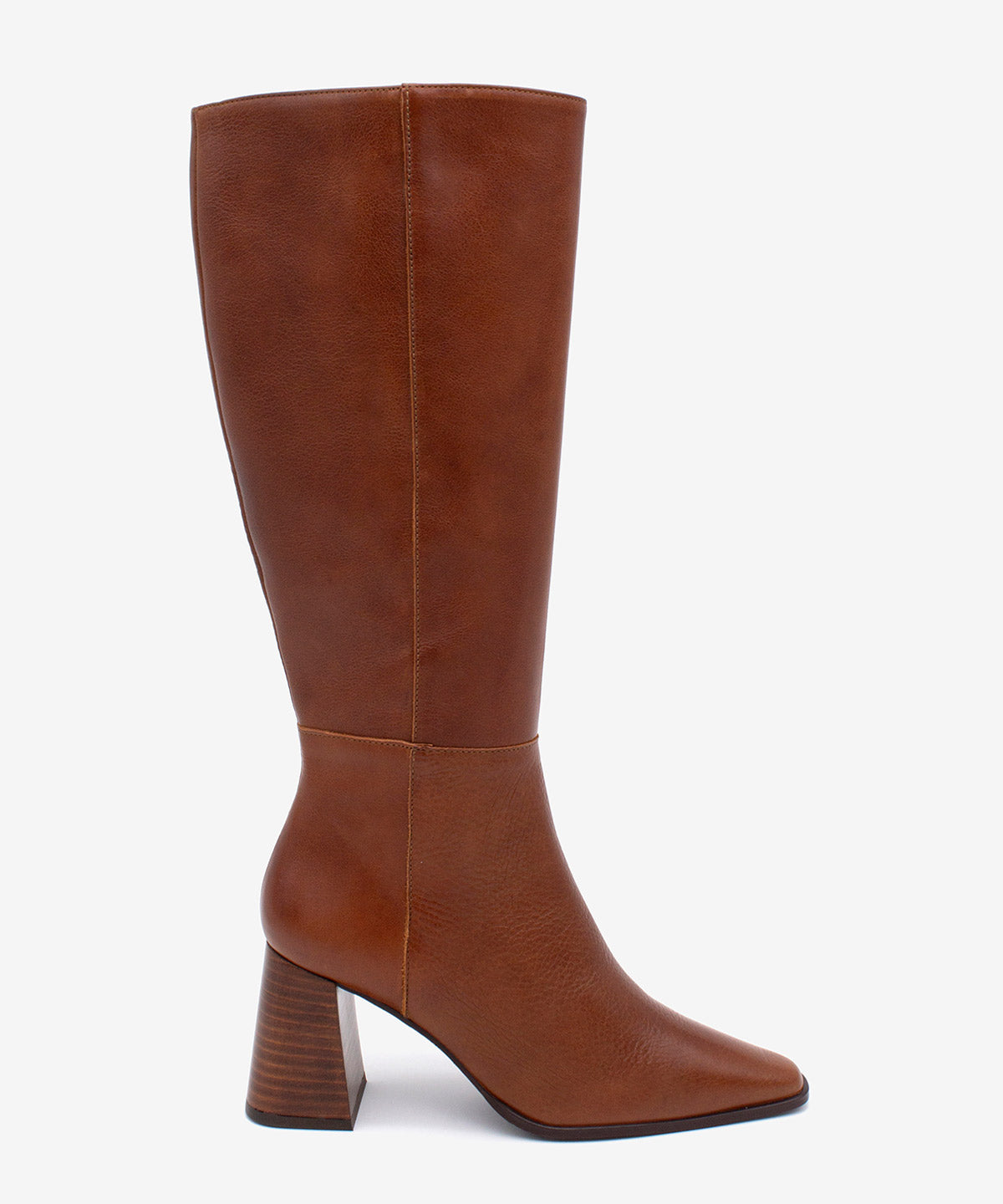 TRITAS - Bota alta de mujer con tacón de madera de piel granulada - Zapatos marrones - Zapatos de mujer Ángel Alarcón - Women Shoes 2026
