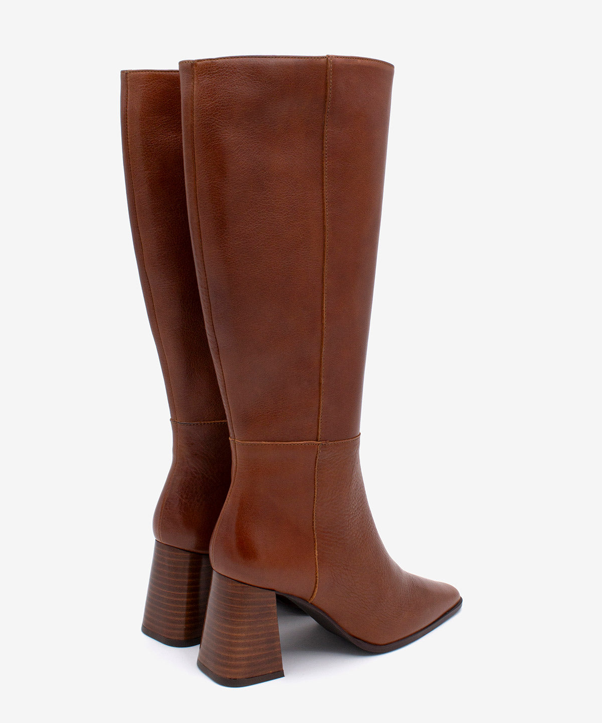 TRITAS - Bota alta de mujer con tacón de madera de piel granulada - Zapatos marrones - Zapatos de mujer Ángel Alarcón - Women Shoes 2026