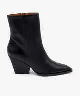 MIRETTE - Botín western de mujer de tacón ancho geométrico en piel lisa semibrillo - Zapatos Negros - Zapatos de mujer Ángel Alarcón - Women Shoes 2026