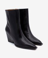MIRETTE - Botín western de mujer de tacón ancho geométrico en piel lisa semibrillo - Zapatos Negros - Zapatos de mujer Ángel Alarcón - Women Shoes 2026