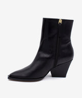 MIRETTE - Botín western de mujer de tacón ancho geométrico en piel lisa semibrillo - Zapatos Negros - Zapatos de mujer Ángel Alarcón - Women Shoes 2026