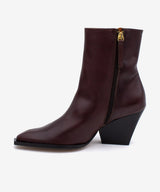 MIRETTE - Botín western de mujer de tacón ancho geométrico en piel lisa semibrillo - Zapatos Negros - Zapatos de mujer Ángel Alarcón - Women Shoes 2026