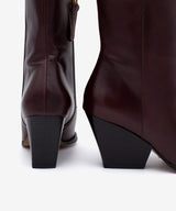 MIRETTE - Botín western de mujer de tacón ancho geométrico en piel lisa semibrillo - Zapatos Negros - Zapatos de mujer Ángel Alarcón - Women Shoes 2026