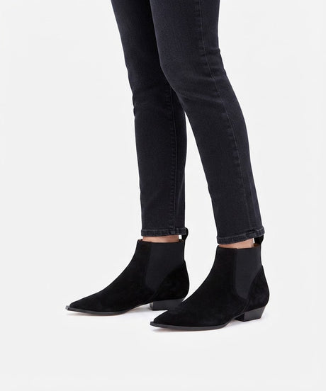 NEGADE - Botín chelsea de tacón bajo en serraje - Zapatos Negros - Zapatos de mujer Ángel Alarcón - Women Shoes 2026