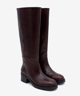ICITA - Bota alta cómoda de tacón bajo con suela de goma en piel lisa semibrillo - Zapatos m. oscuro - Zapatos de mujer Ángel Alarcón - Women Shoes 2026