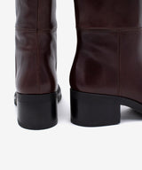 ICITA - Bota alta cómoda de tacón bajo con suela de goma en piel lisa semibrillo - Zapatos m. oscuro - Zapatos de mujer Ángel Alarcón - Women Shoes 2026