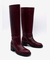 ICITA - Bota alta cómoda de tacón bajo con suela de goma en piel lisa semibrillo - Zapatos m. oscuro - Zapatos de mujer Ángel Alarcón - Women Shoes 2026
